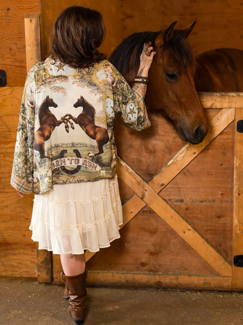 Market of Stars Cropped Kimono Born to Run