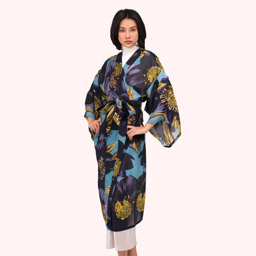 Hellebore Long Kimono Gown