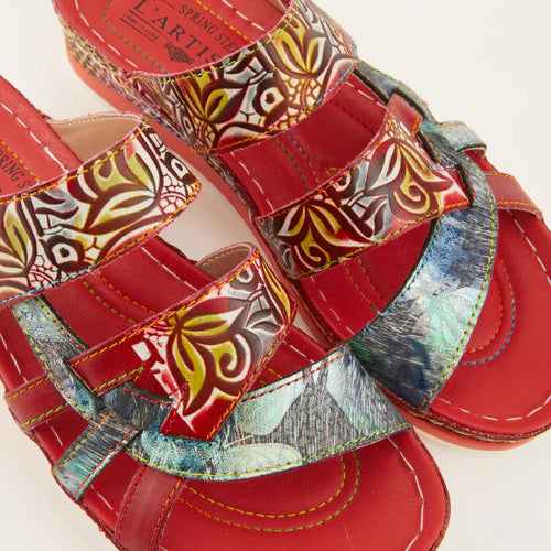 L'Artiste By Spring Step Caiman Wedge Sandal RDM Red Multi