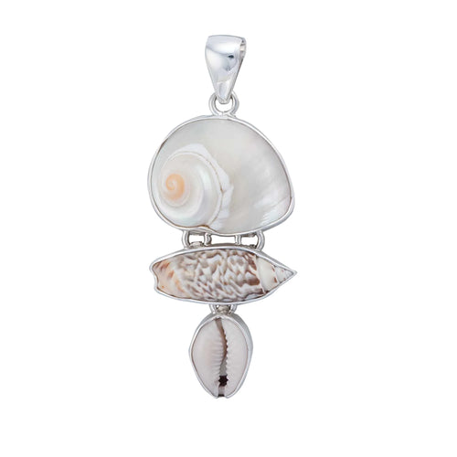 Sterling Silver Cinnerus, Olive & Cowry Shell Necklace SP-6328