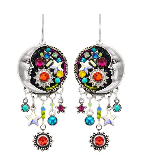 E164-MC Luna Earring w/ Dangles-Multicolor