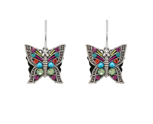 E547-MC Filigree Butterfly Earrings-Multicolor
