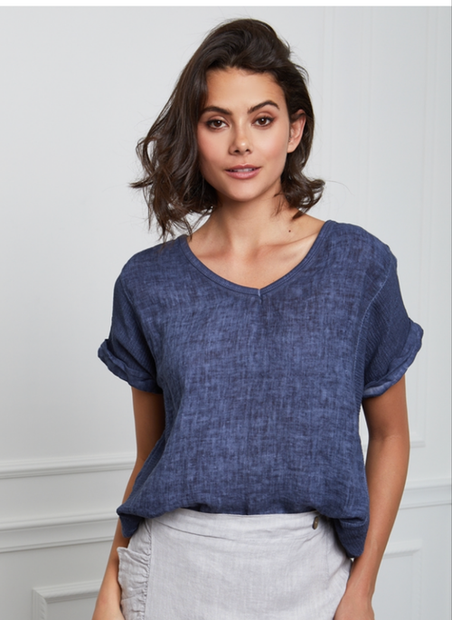 651 Textured Linen Gauze Top