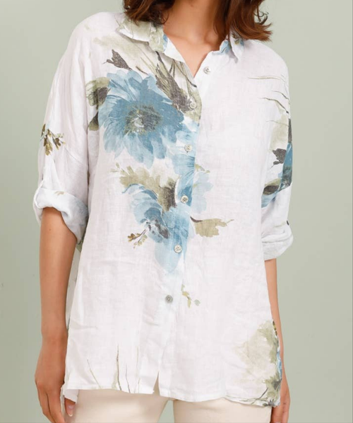 20090/5 Floral Shirt in 100% Linen
