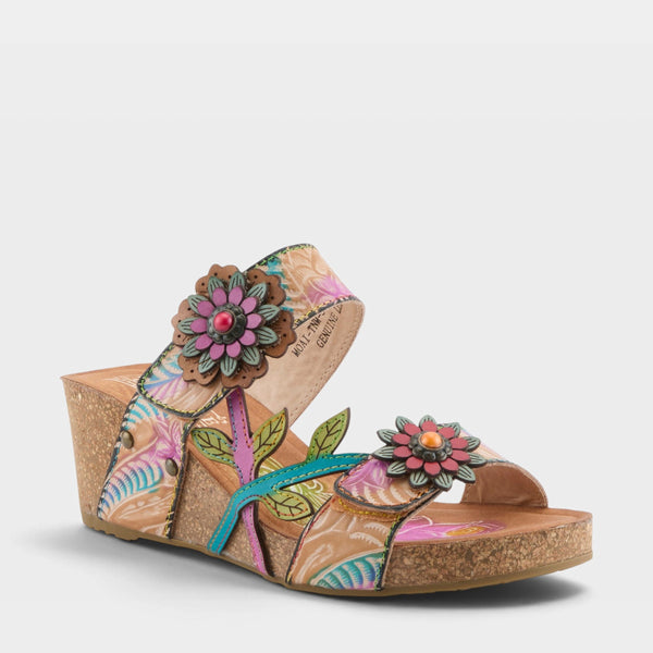 L'Artiste Moai Sandal: Tan Multi
