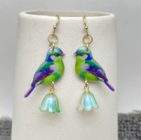 Resin Bird Charm Dangle Earrings B03