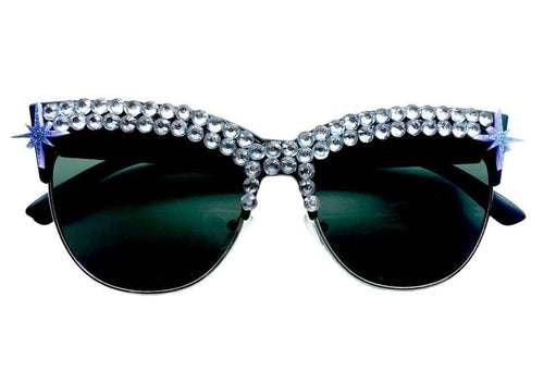 You're a Star Blue Gemstone Cat-Eye Aviator Sunglasses