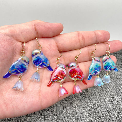 Resin Birds Dangle Earrings