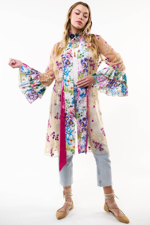 Arrata - Ibiza Embellished Mesh Kimono