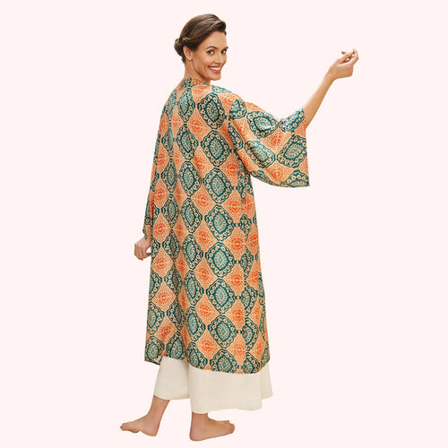 Cream Batik Kimono Gown