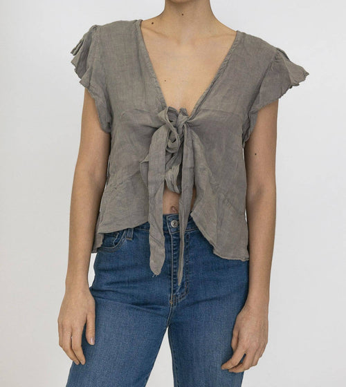 11895 Linen Vest Tie Top