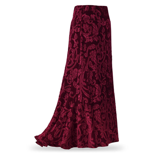 Embossed Knit Velvet Maxi Skirt