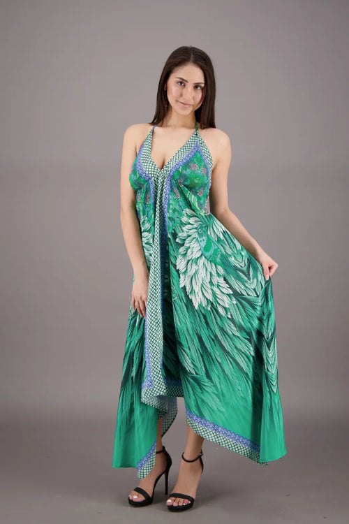 Exotic Digital Print Halter Dress AB-23022