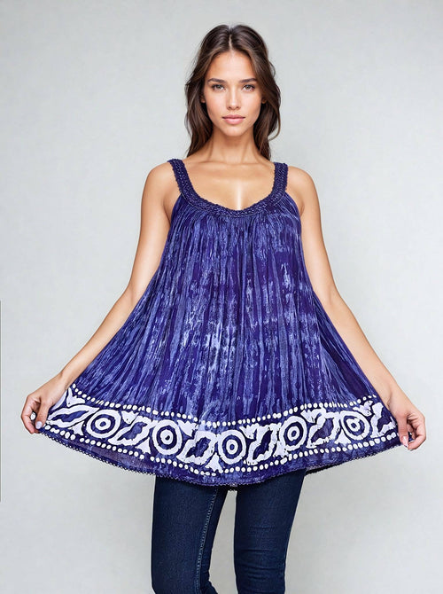 Border Print Tie-Dye Blouse 19232