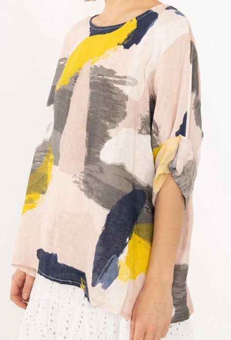 Linen Brushwork Top - 1300