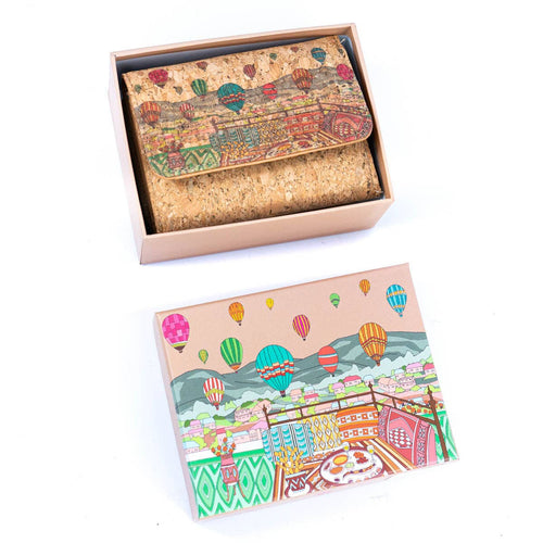 Cork Wallet with City Landmarks Print 093