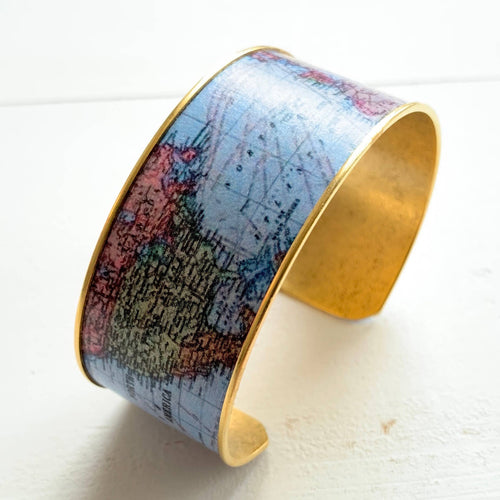 Wanderlust Vintage Map Cuff Bracelet