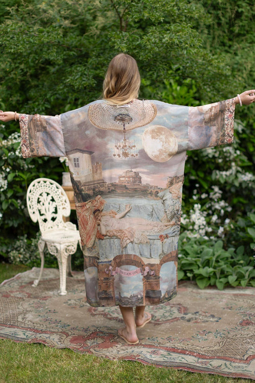 Imaginarium Long Duster Bamboo Kimono Robe with Moon