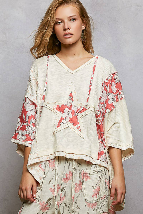Floral Star Patch Knit Top GKT622