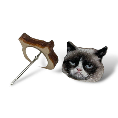 3114 Grumpy Cat Stud Earrings