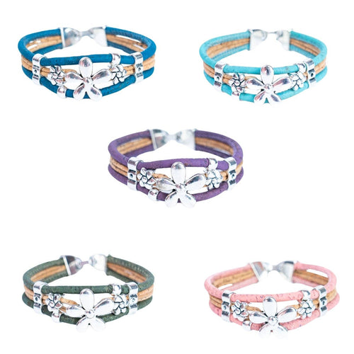 Cork Bracelet 048 Alloy Flower