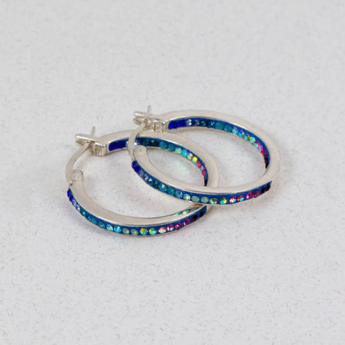 Crystal and Silver XL Hoop Earrings 8379