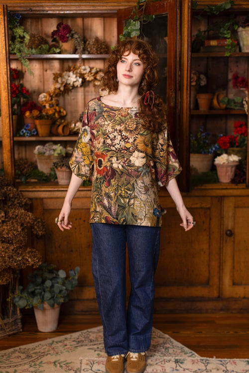 Golden Hour Luxe Tee Floral Tunic Shirt with Swallow Market of Stars
