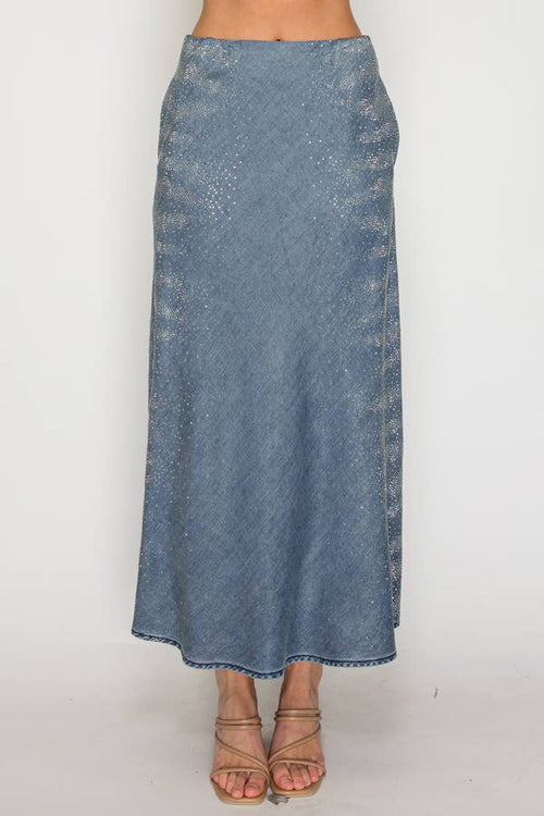 Origami Sparkly Chambray Skirt - 5006SW DENIM