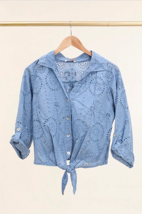 2501 Eyelet Button Up Top