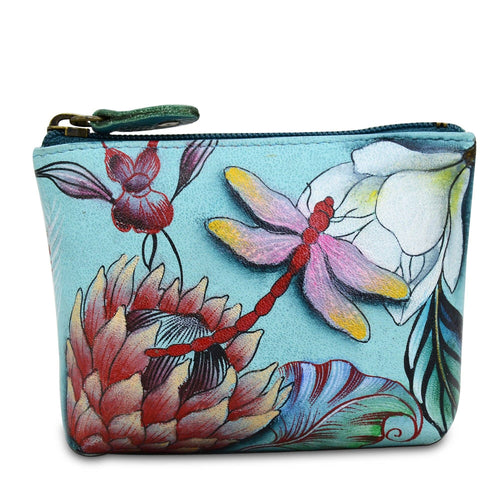 Hand-Painted Leather Coin Pouch - 1031 JRD