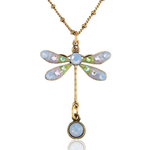 Light Blue Pastel Dream Dragonfly Crystal Drop Necklace