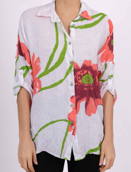 Women's Floral Linen Blouse