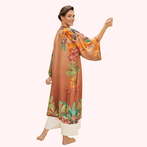 Botany Bliss in Taupe Kimono Gown