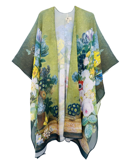 071041 Green-Multi Oil Painting Kimono