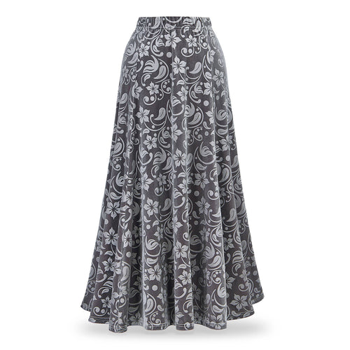 Grey Embossed Velvet Skirt
