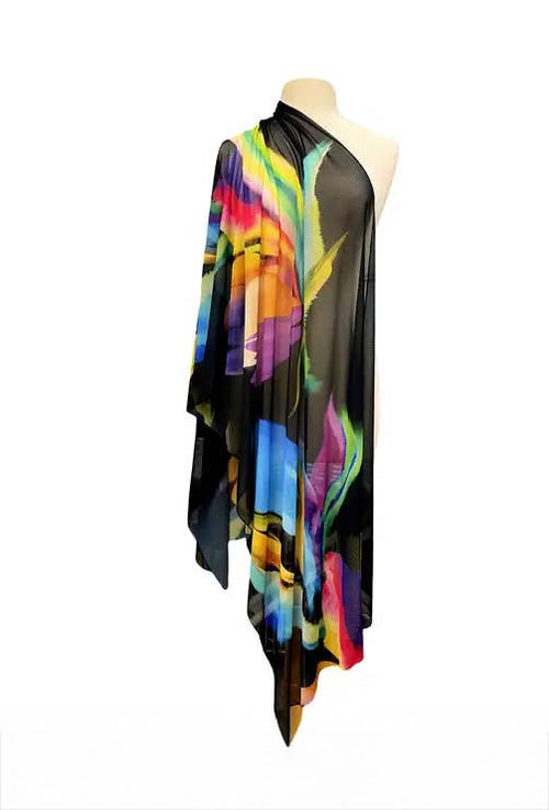 GLORY Long & Wide Print Mesh Shawl Stole Wrap