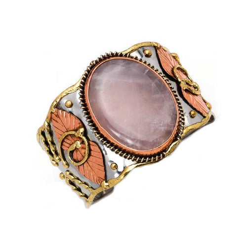 Mixed Metal and Rose Quartz Bracelet - B2209