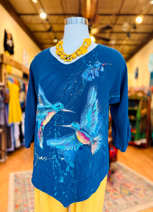 HUMMINGBIRD HIBISCUS-PAINTED