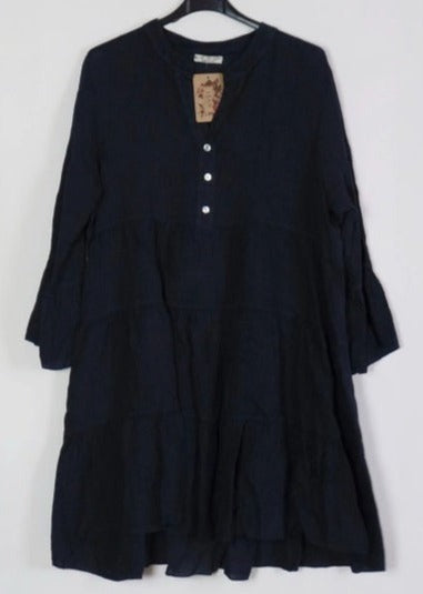 7200 Short Ruffled Linen Dress