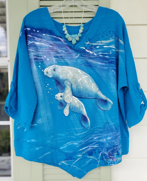 Manatee Lagoon Hand-Painted Top