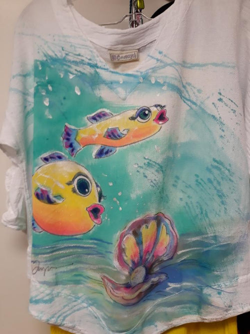 Pufferfish Hand-Painted Top